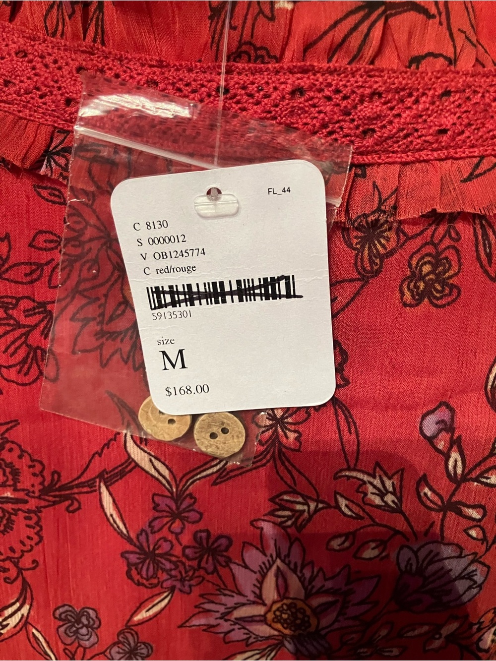 NWT Free People “Cassis” Boho Red Floral Tiered Maxi Dress with Tie Waist - Picture 9 of 14